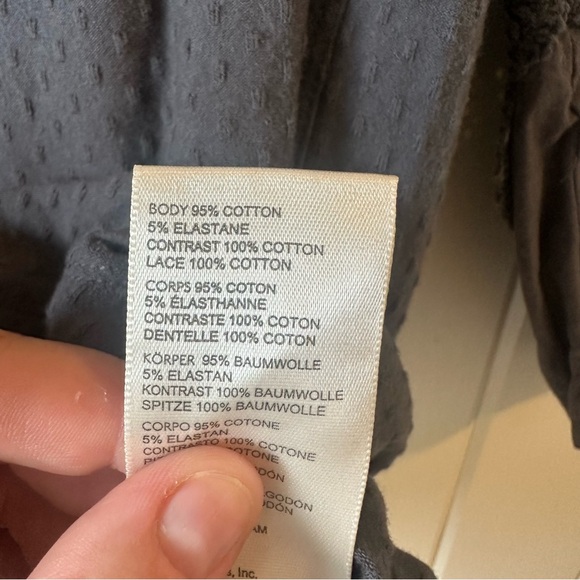 Free People Charcoal Blouse with Lace Detail, Size Small, EUC - Picture 7 of 9